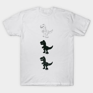 dinosaurs in a monochrome color scheme T-Shirt